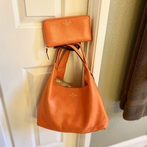 Kate Spade Set:  FUN  🍊 Tangerine 🍊 Hobo Shoulder Bag & Wallet